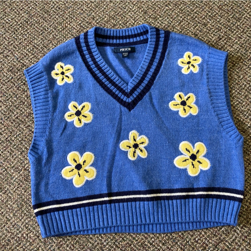 Prich Brand V-Neck Sweater Vest, 160/84A (20 inches Pit to Pit) (19 inch length)